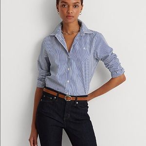 Lauren Ralph Lauren Blue & White Stripped Business Top